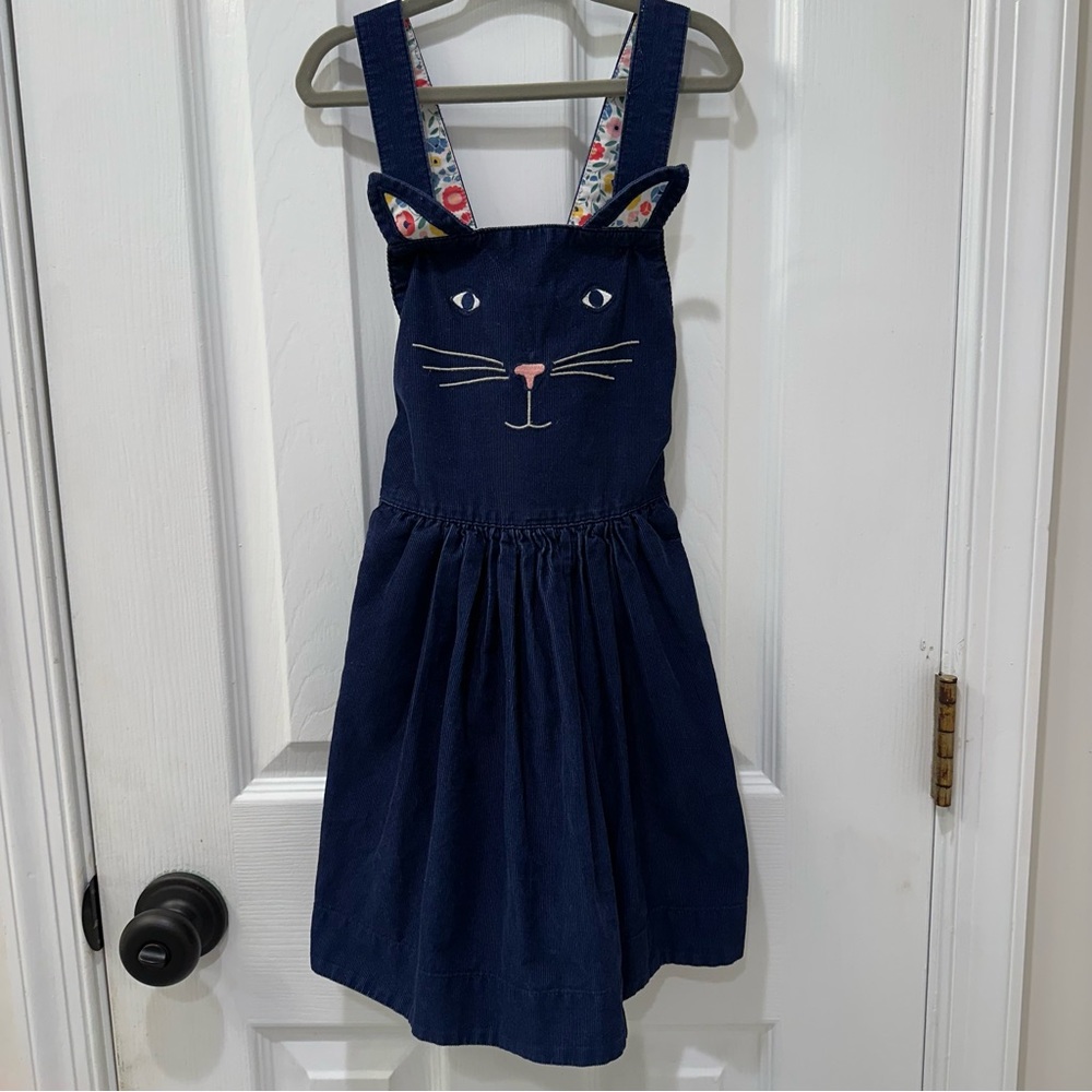 Mini Boden Corduroy Overall Dress Jumper Kitty Cat
